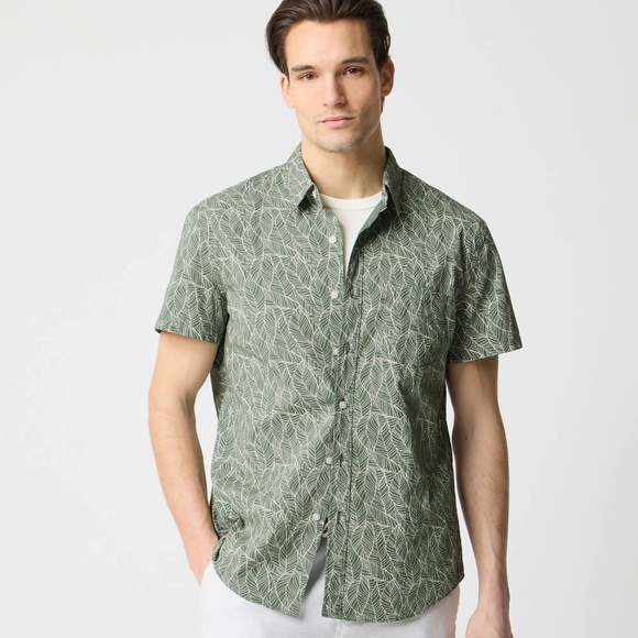 New JCREW Sz XL Short-Sleeve Printed Flex Casual Shirt Topiary Marine $89 BL165 - Picture 1 of 6